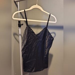 Women's Black Satin Tank Top